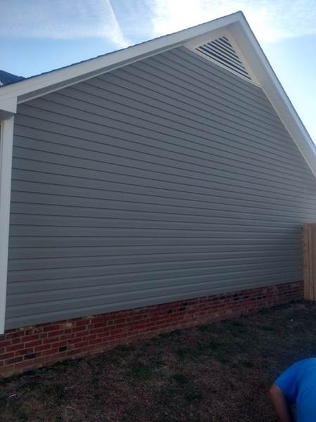 Blue Grey Vinyl Siding on Back of House, Fayetteville NC Siding Contractor