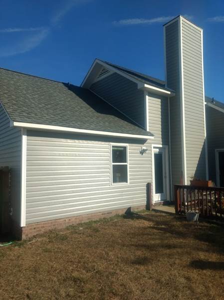 Blue Grey Siding on Side of Home, Fayetteville NC Siding Contractor