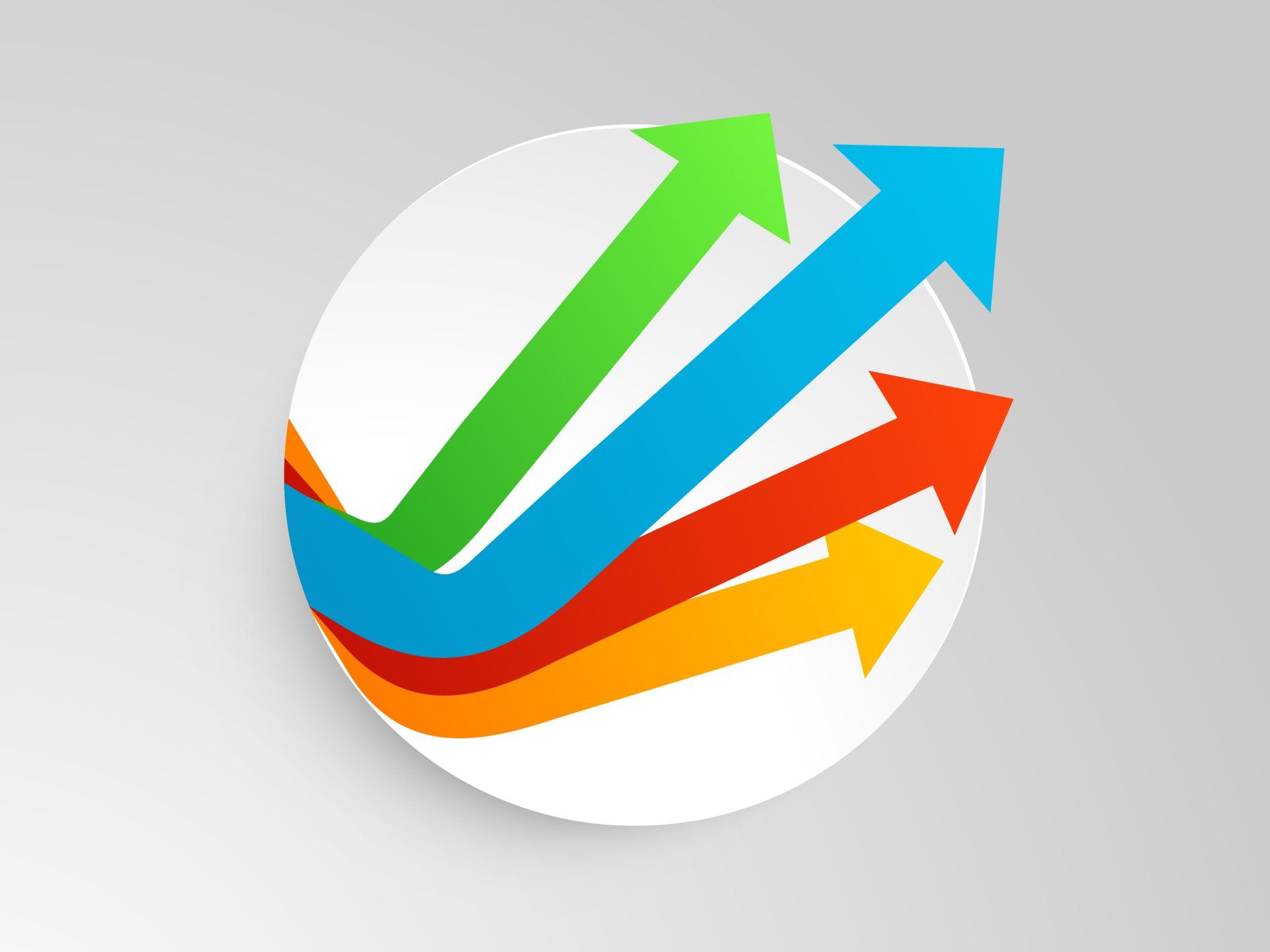 a bunch of colorful arrows in a circle on a gray background