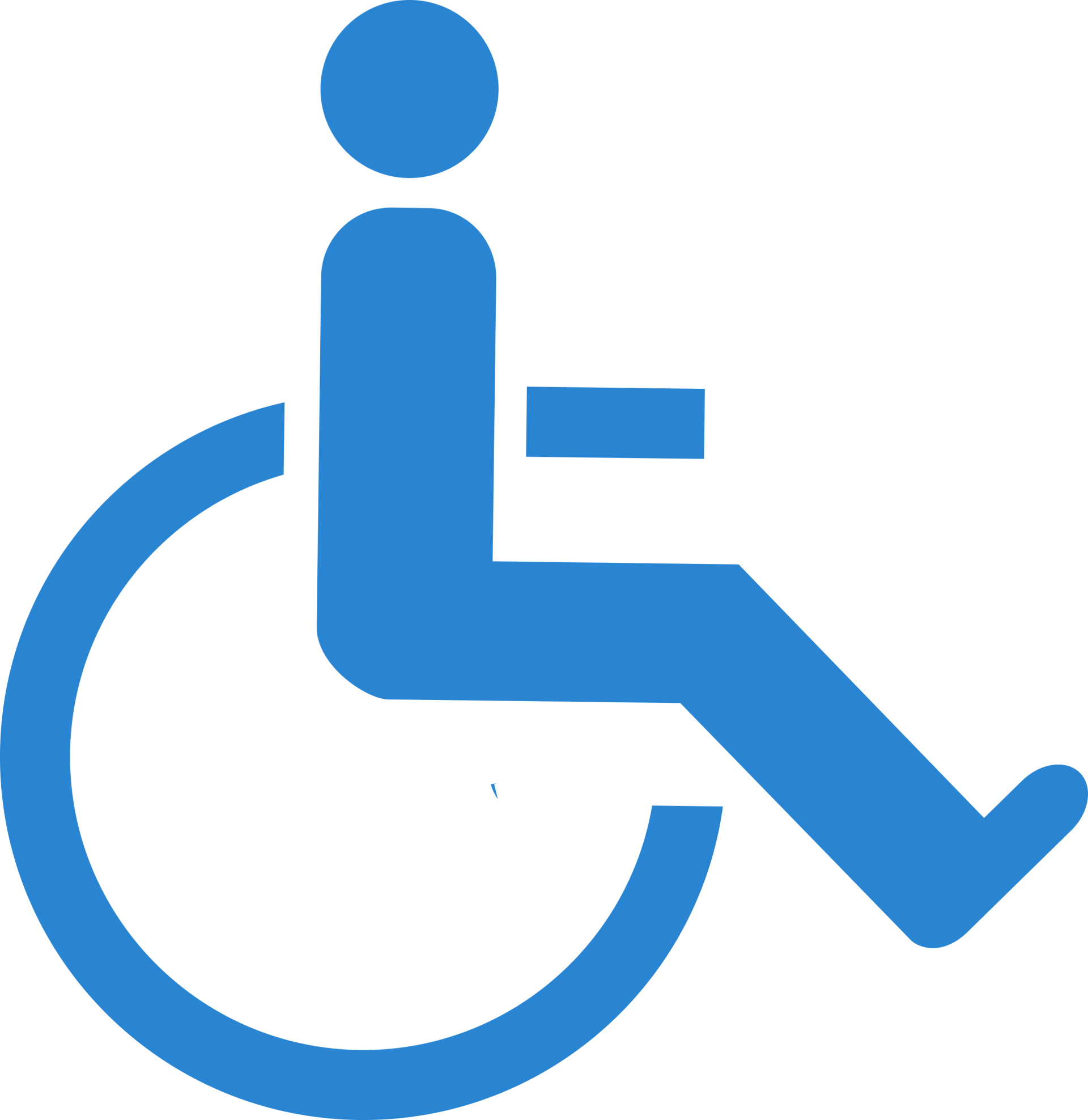 a blue icon of a person in a wheelchair