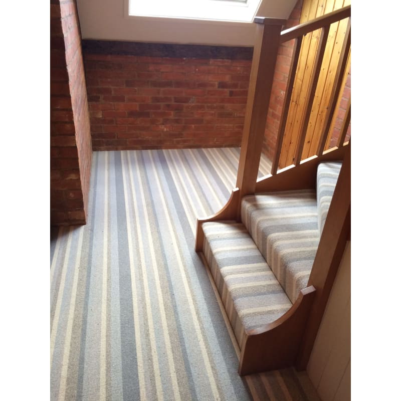 Stairs and floor with carpet