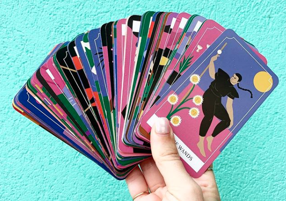 A colourful deck of tarot cards