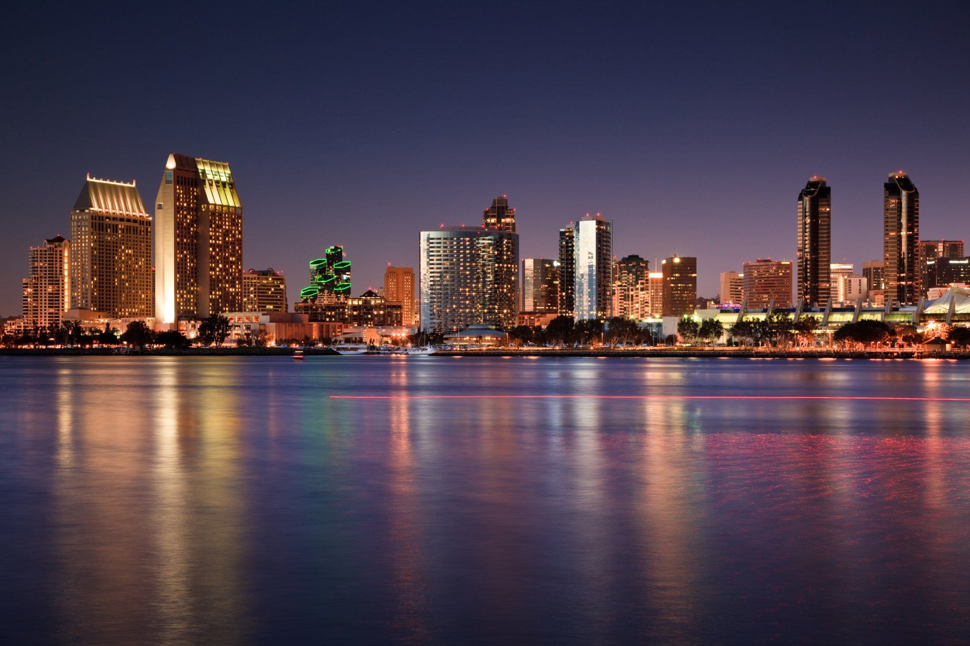 San Diego at Night — Looking Over the Bay in San Diego, CA