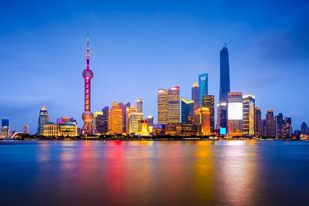 Shanghai, China city skyline on the Huangpu River
