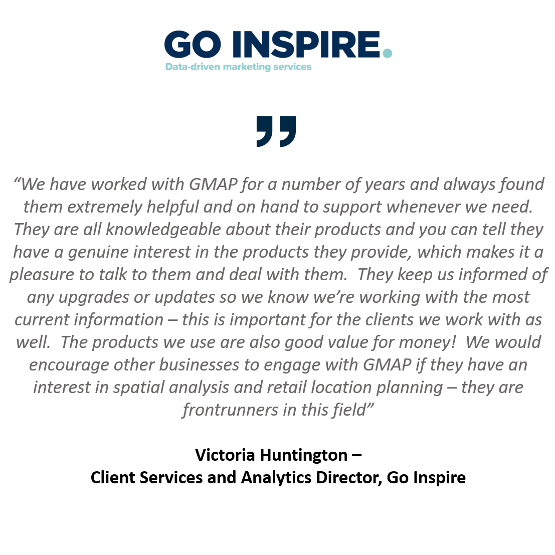 GMAP’s MVPLUS location planning software was used by Go Inspire to obtain spatial analysis and retail location planning