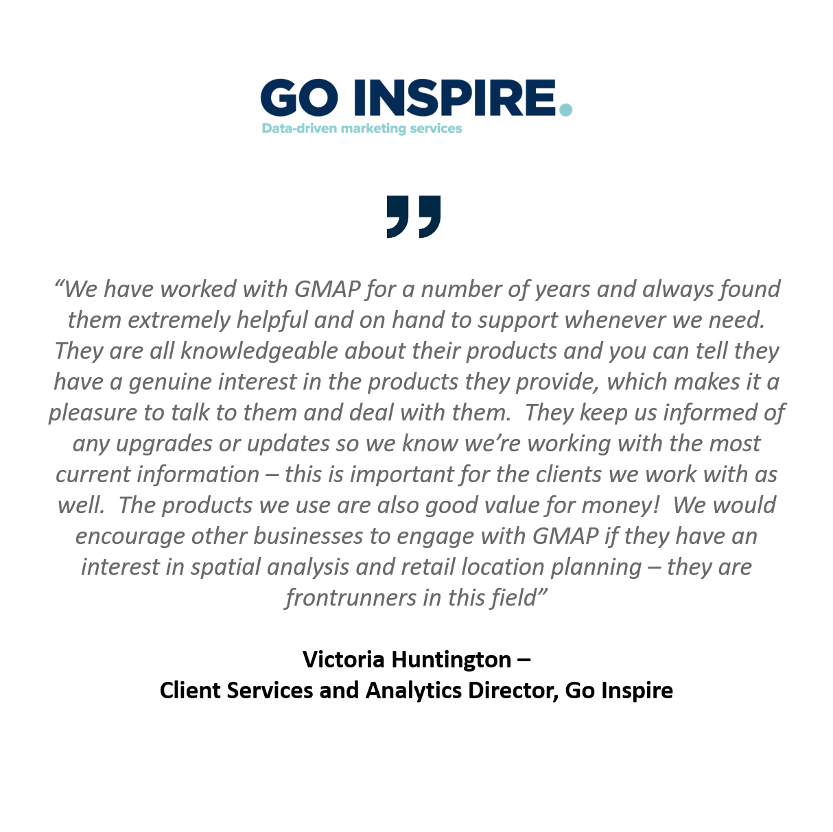 GMAP’s MVPLUS location planning software was used by Go Inspire to obtain spatial analysis and retail location planning