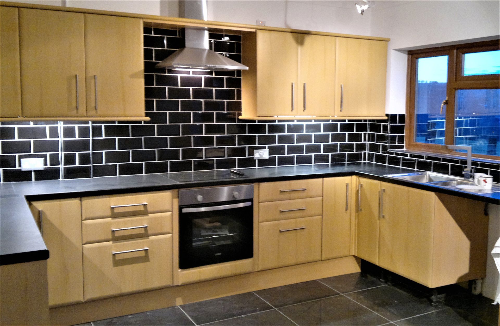 black tiles in kitchen