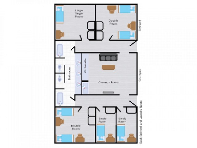 5 Bed 2 Bath floorplan