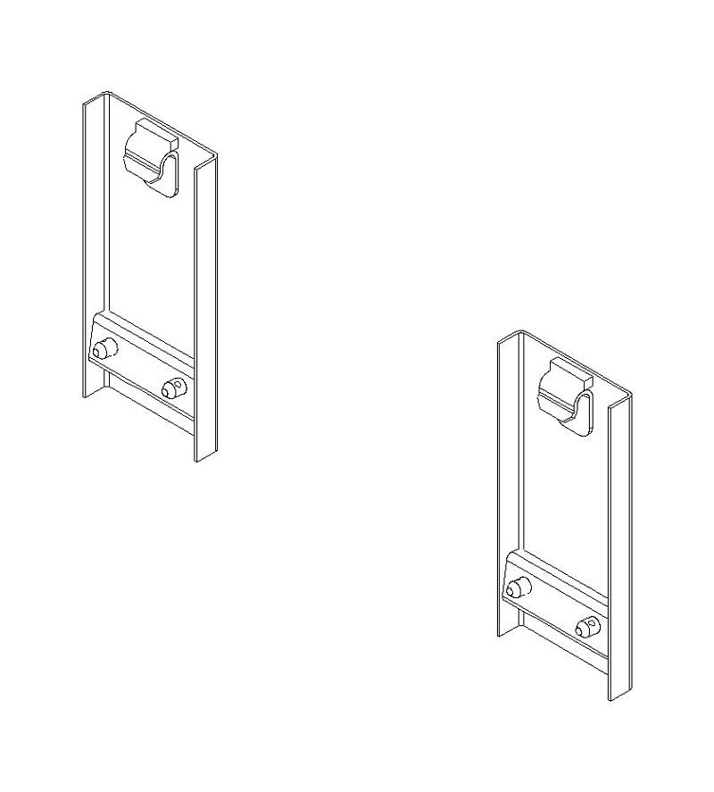 A black and white drawing of two brackets on a white background.