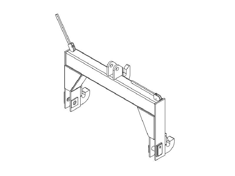 A black and white drawing of a crane on a white background.