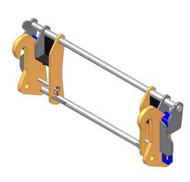 A 3d model of a tractor attachment on a white background.