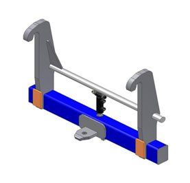 A 3d model of a blue and silver object on a white background.