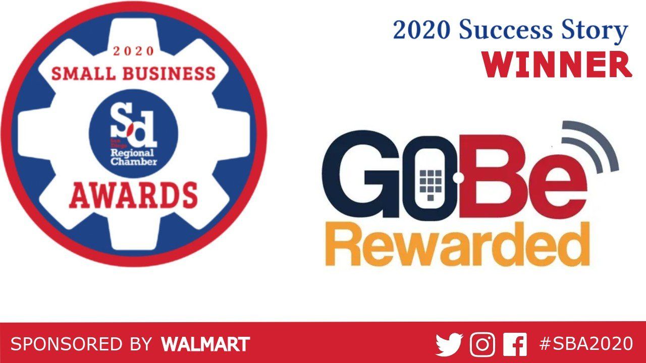 A small business awards logo next to a gobe rewarded logo