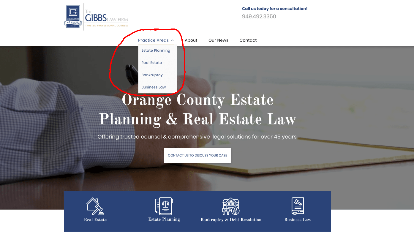 A website for orange county estate planning and real estate law