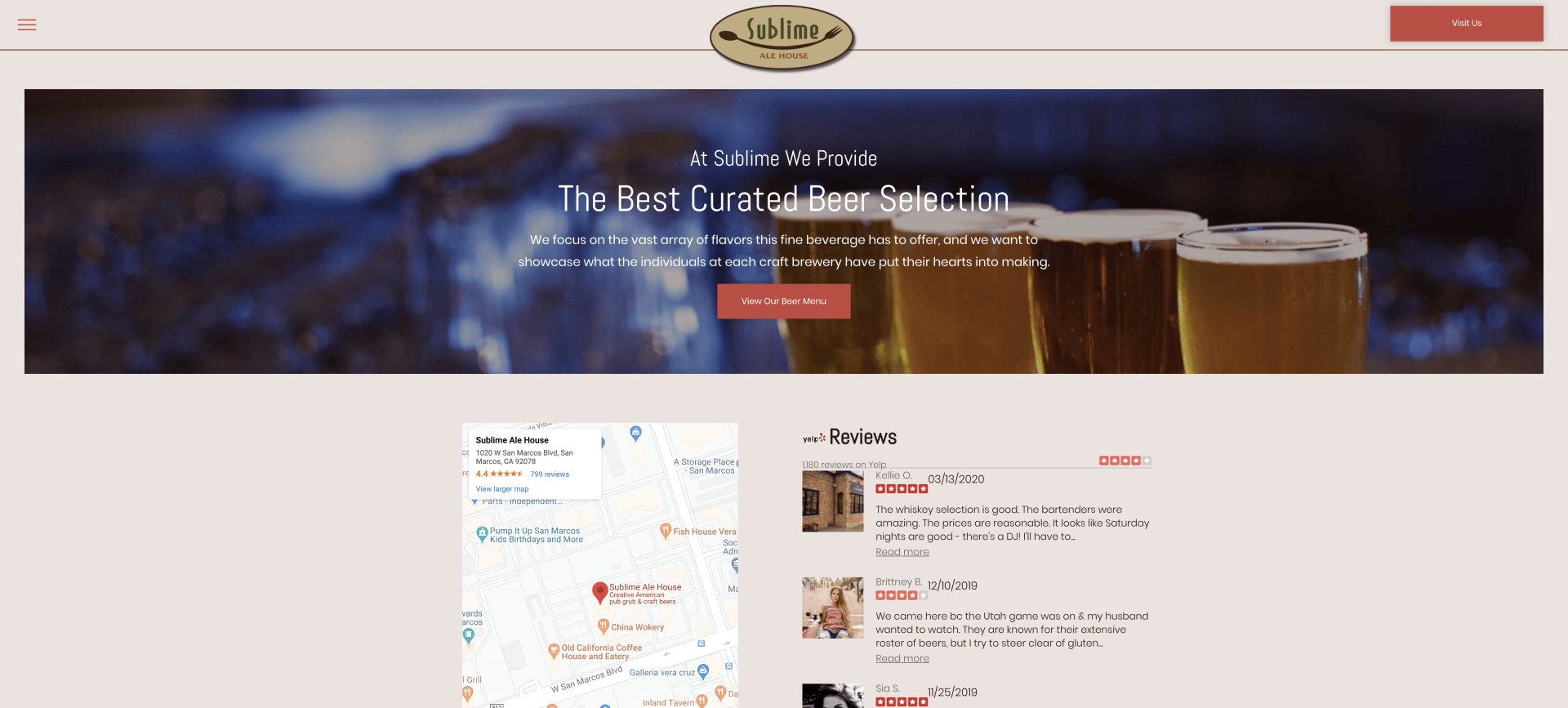 A website with three glasses of beer on it