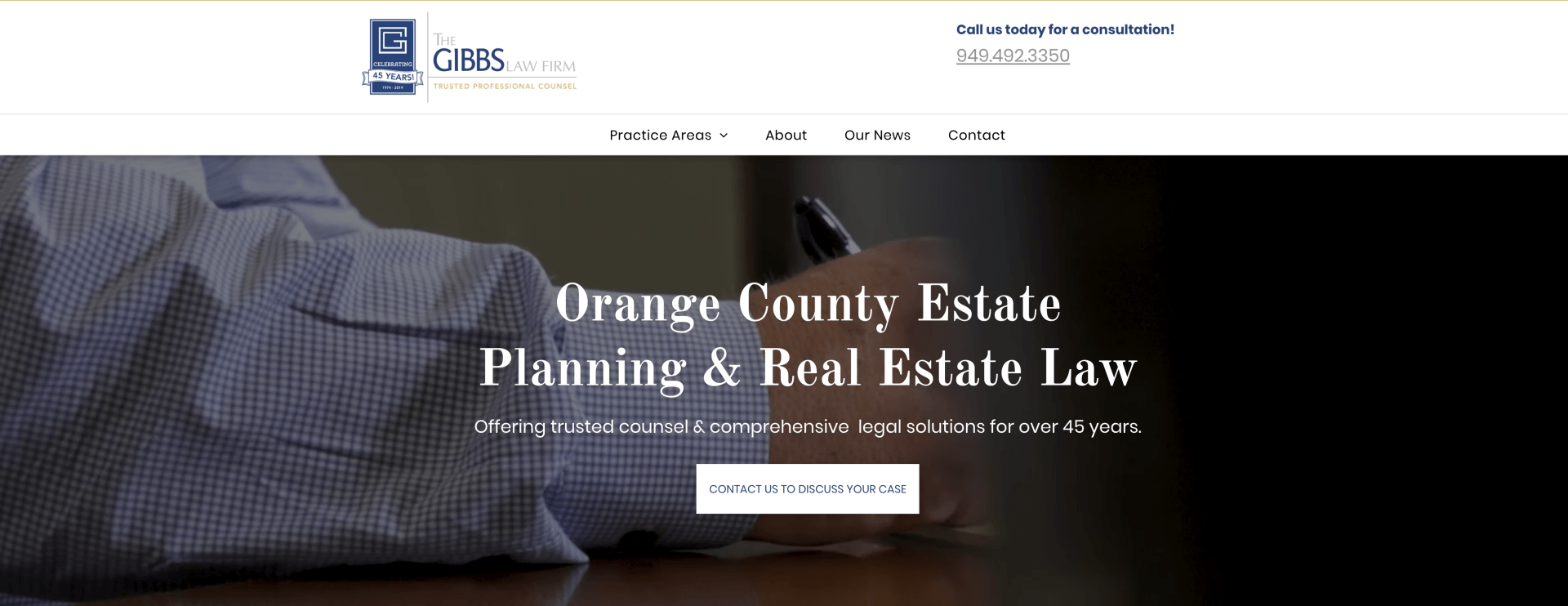 A website for orange county estate plumbing and real estate law