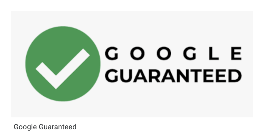 A google guaranteed logo with a check mark in a green circle