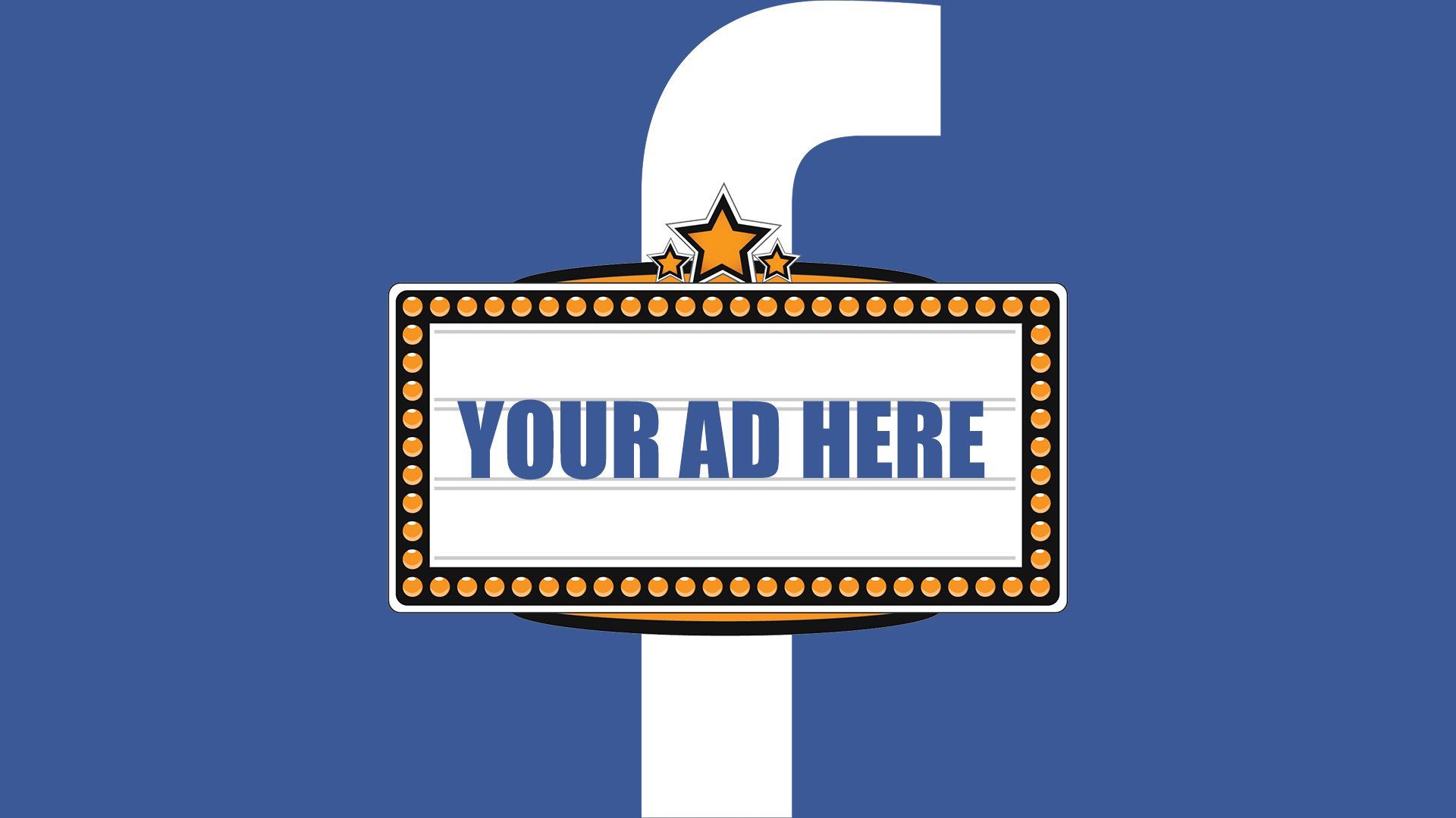 A facebook logo with a sign that says your ad here