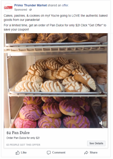 A facebook ad for a bakery shows a variety of pastries