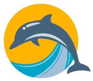 A dolphin is jumping out of the water in a circle