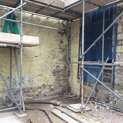 Brickwork ready for sand blasting