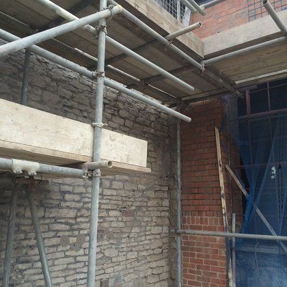 Sand blasted brickwork