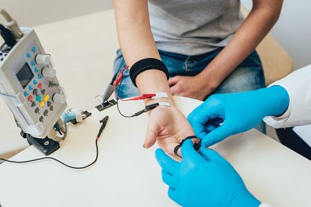 Patient Having Electromyography — DFW, TX — Texas Non-Surgical Orthopedic Patient Having Electromyography — DFW, TX — Texas Non-Surgical Orthopedic