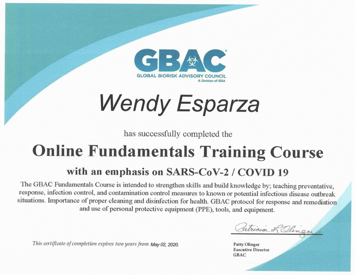 Wendy esparza has successfully completed the online fundamentals training course