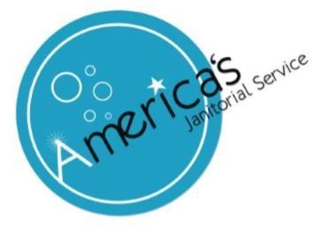 A blue logo for america 's janitorial service