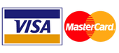 A visa and mastercard logo on a white background