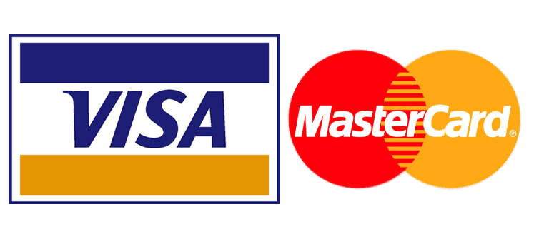 A visa and mastercard logo on a white background