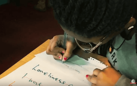 Young lady writing