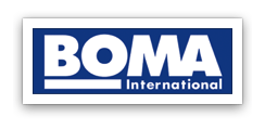 BOMA International logo in white text on a blue rectangular background