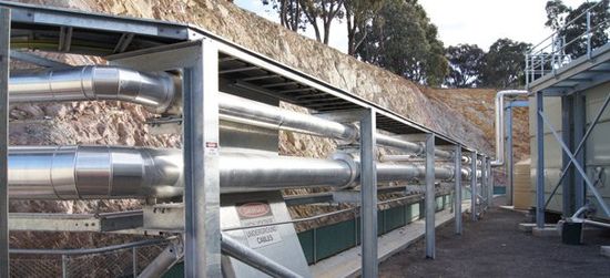 large piping by dirt wall