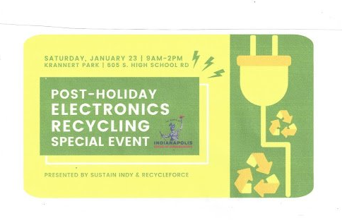 A post-holiday electronics recycling special event flyer