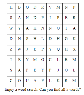 Enjoy a word search can you find all 5 words ?