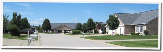 A picture of a residential neighborhood with houses and trees