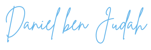 Light blue cursive text: 