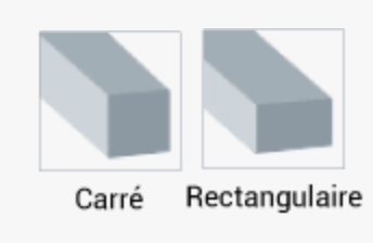 poutres métalliques rectangulaires et carrées