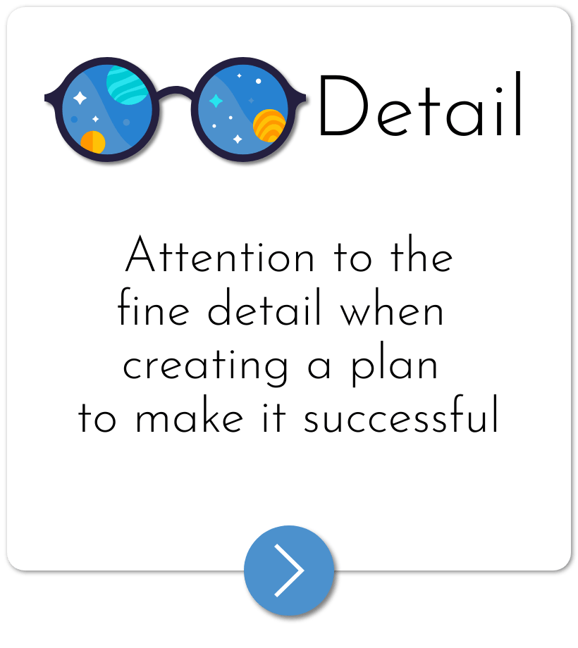 Detail - Attention to the fine detail when creating a plan to make it successful Detail - Attention to the fine detail when creating a plan to make it successful