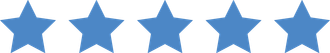 Five blue stars are lined up in a row on a white background.