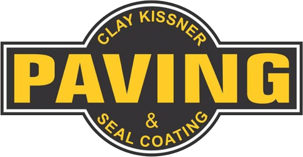A logo for clay kissner paving and seal coating