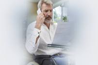 Man In Wheelchair Making Phone Call, Law office Supplemental Security income, Social Security Disability in Burlington, VT