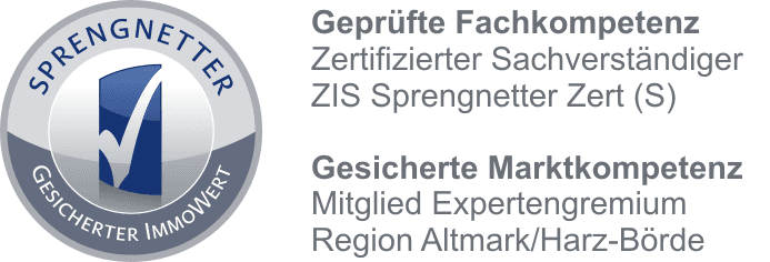 Ein blau-silbernes Abzeichen mit der Aufschrift „Sprengnetter“