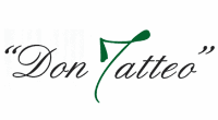 Logo “Don Tatteo” in caratteri neri con una T stilizzata verde