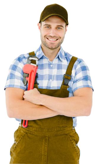 Smiling plumber with wrench Smiling plumber with wrench