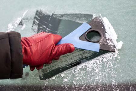 Scraping ice off windshield
