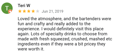 Great review for atmosphere at speakeasy in Prescott Arizona