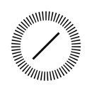 A black and white clock with a line in the middle.