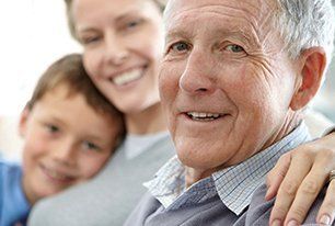 An old man with his family